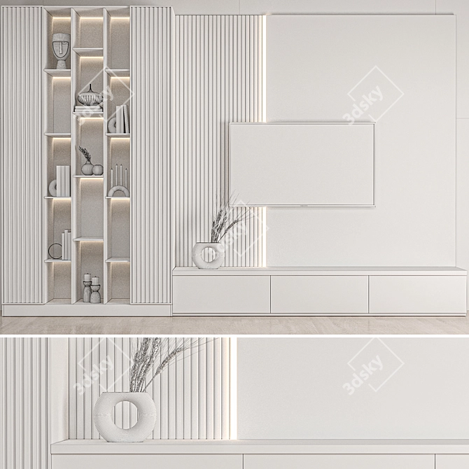 Modern TV Wall Design Set 3D model image 6