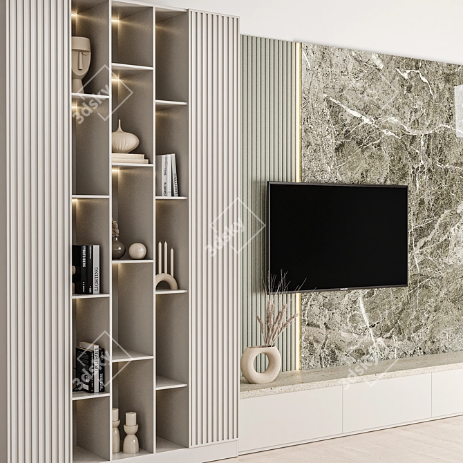 Modern TV Wall Design Set 3D model image 10