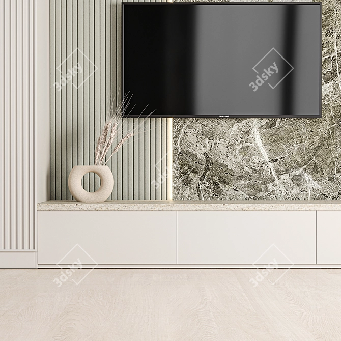 Modern TV Wall Design Set 3D model image 11