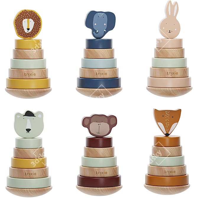 Trixie Baby Wooden Stacking Toy 3D model image 1