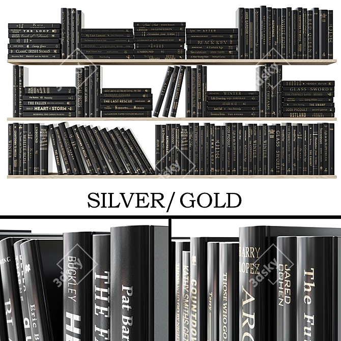 Gilded and Silvered Black Books 3D model image 1