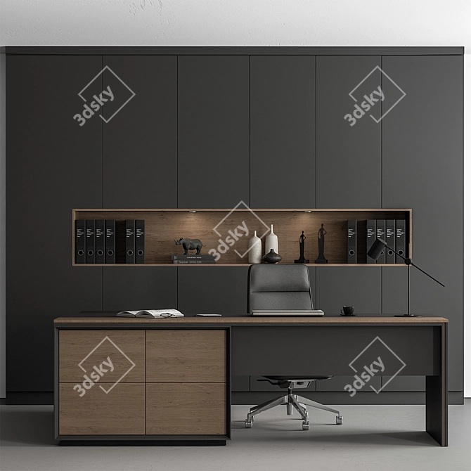 Executive Desk Set, Modern Office 3D model image 1