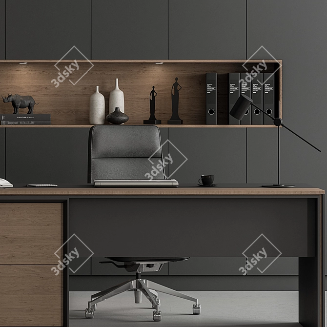 Executive Desk Set, Modern Office 3D model image 2