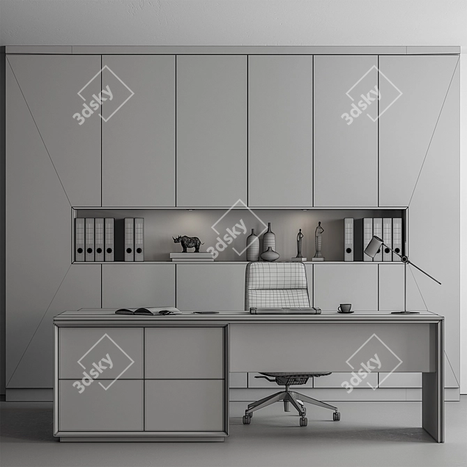 Executive Desk Set, Modern Office 3D model image 3