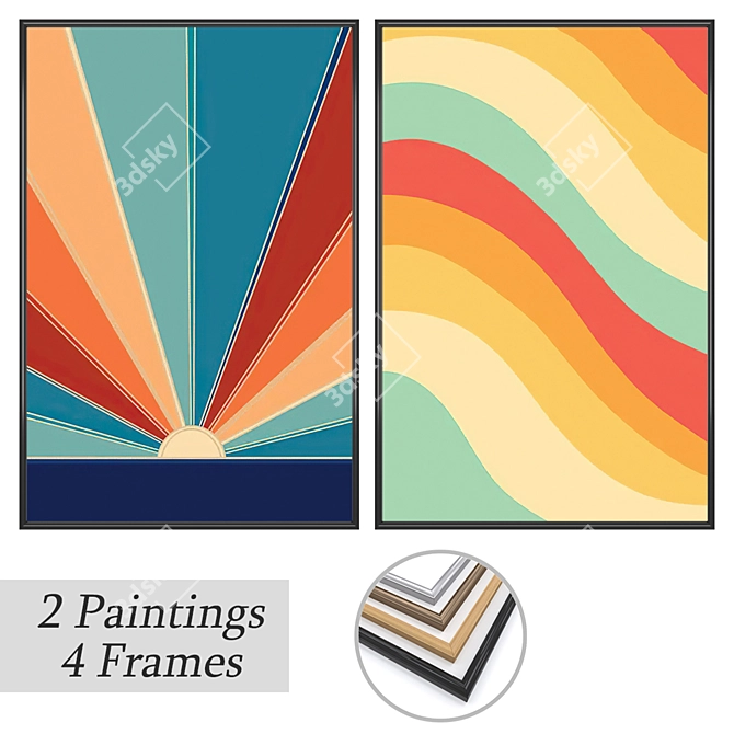 Artistic Wall Painting Set 3D model image 1