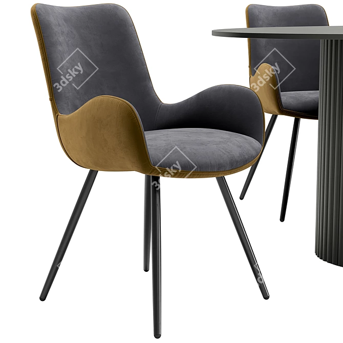 Modern Dining Chairs Set with Table 3D model image 3