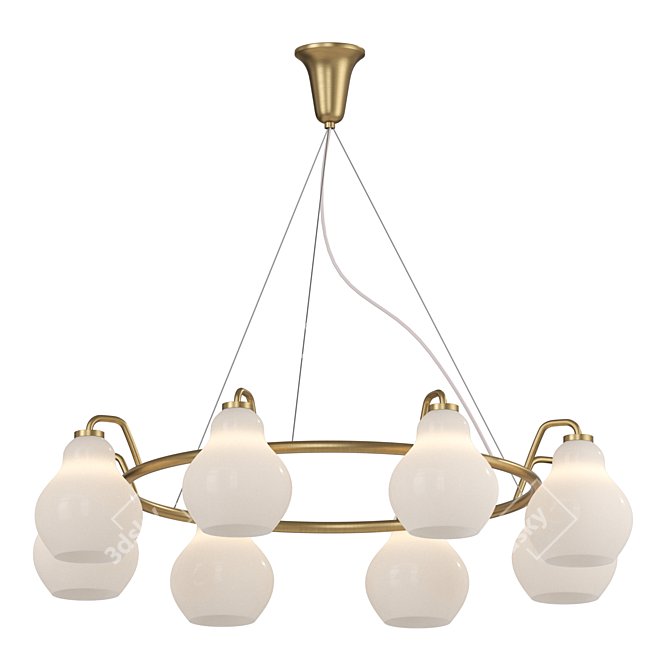 Designer Chandelier White Glass Lamp 3D model image 1