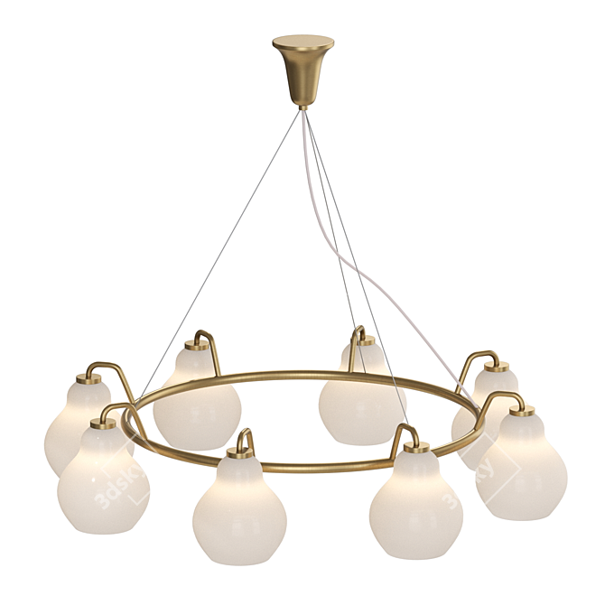 Designer Chandelier White Glass Lamp 3D model image 2