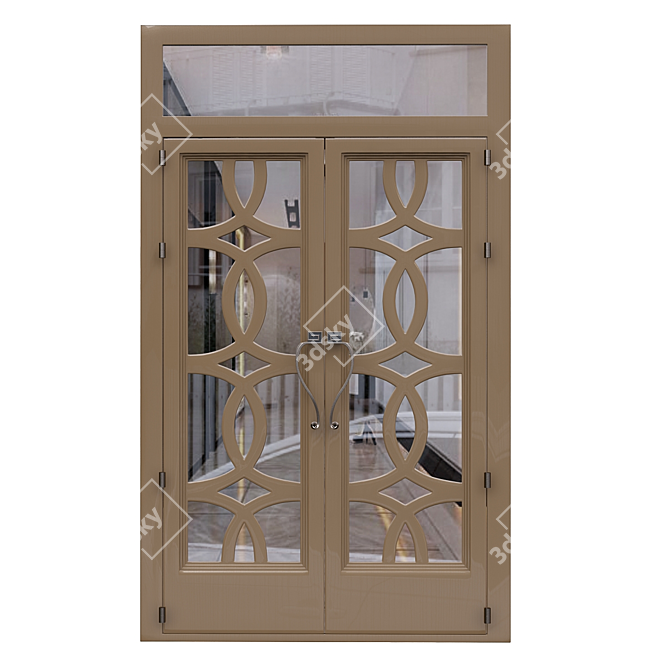 French Vintage Style Double Doors 3D model image 1