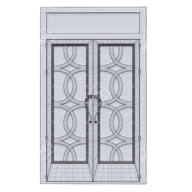 French Vintage Style Double Doors 3D model image 3