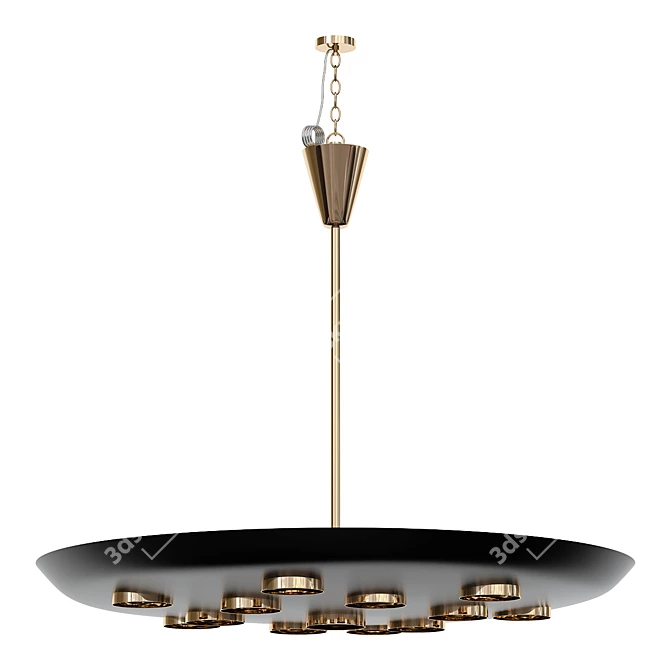 Sleek Black Saucer Pendant 3D model image 1