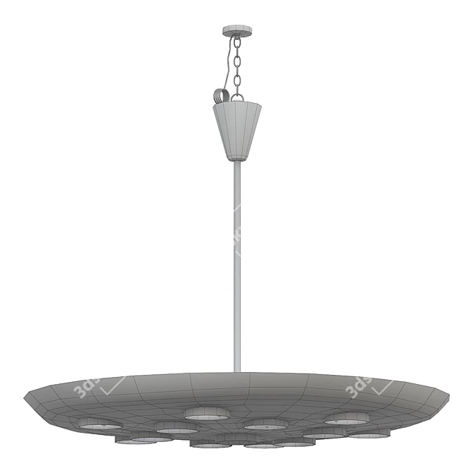 Sleek Black Saucer Pendant 3D model image 2