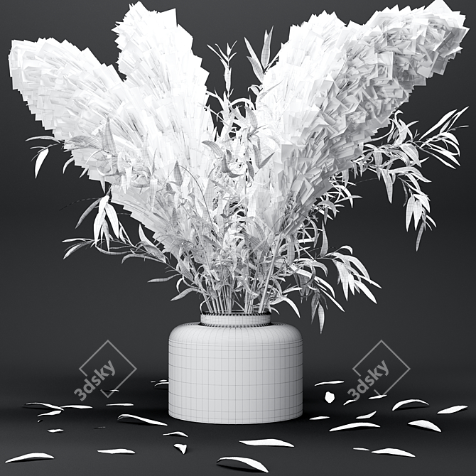 Pampas & Eucalyptus Bouquet 3D model image 5