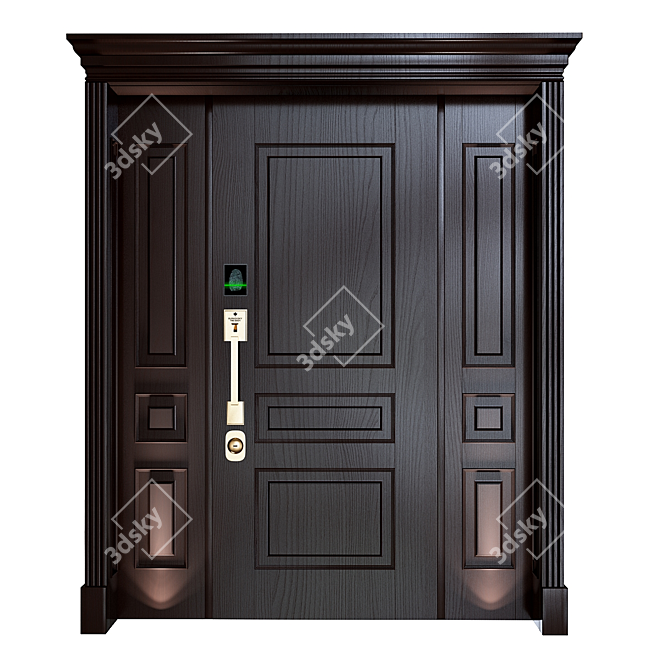 Rustic Wood Exterior Door 3D model image 1