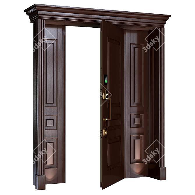 Rustic Wood Exterior Door 3D model image 3