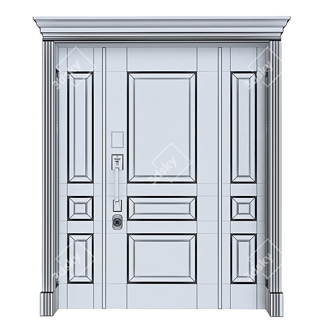 Rustic Wood Exterior Door 3D model image 4