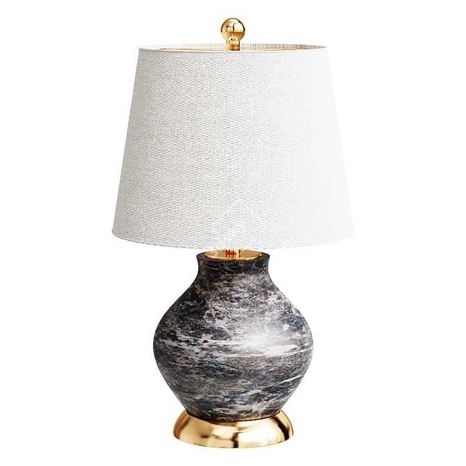 Elegant Marbleized Blue/White Ceramic Lamp 3D model image 1