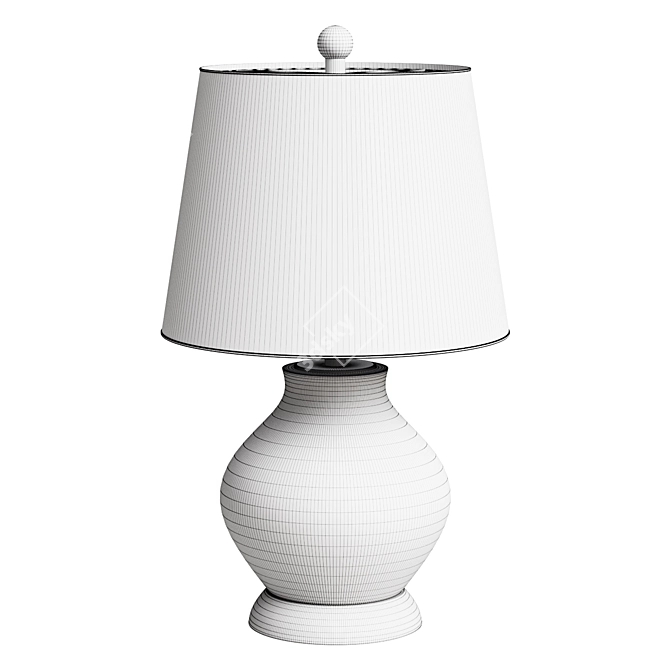 Elegant Marbleized Blue/White Ceramic Lamp 3D model image 2