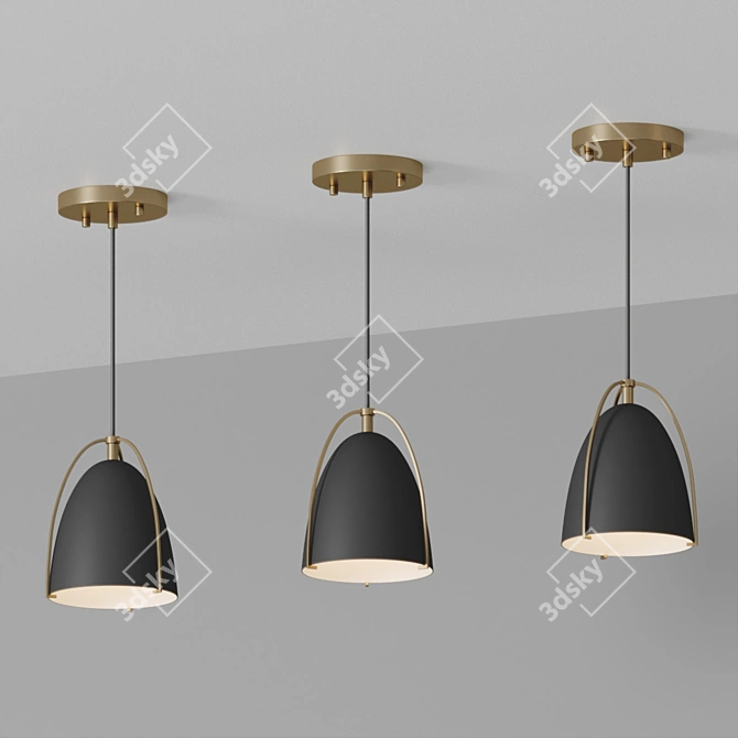 Sleek Industrial Pendant Light 3D model image 2