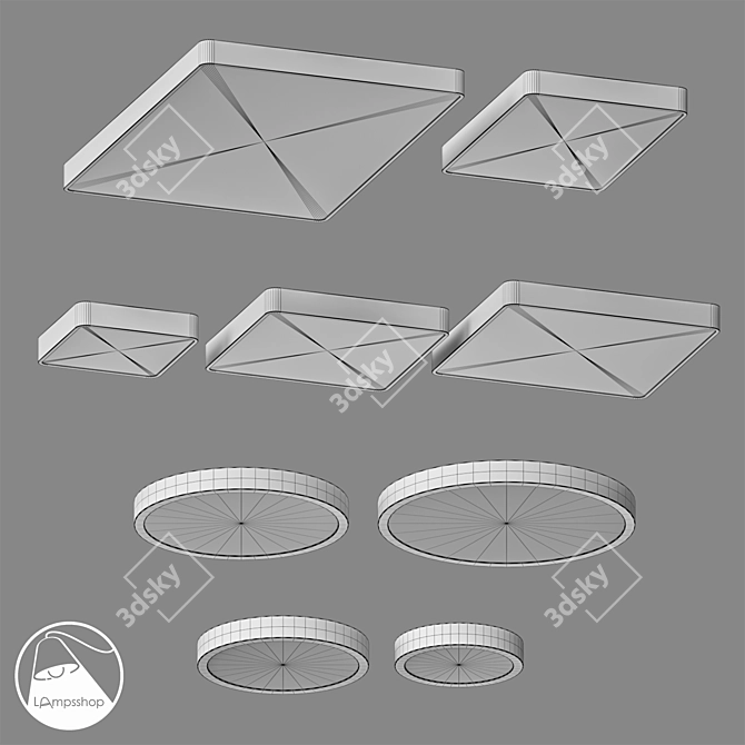 Wood Ceiling Lamp Collection, Various Sizes 3D model image 2