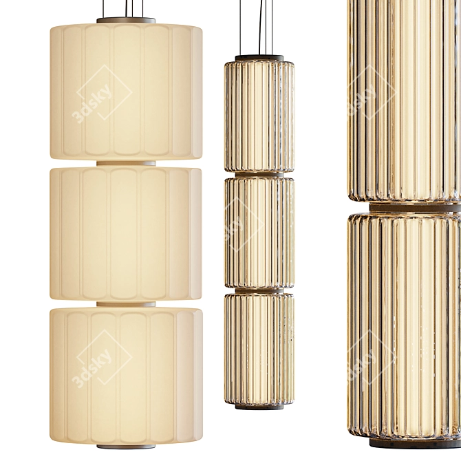 Column Pendant Light Fixture: Symmetry & Elegance 3D model image 1