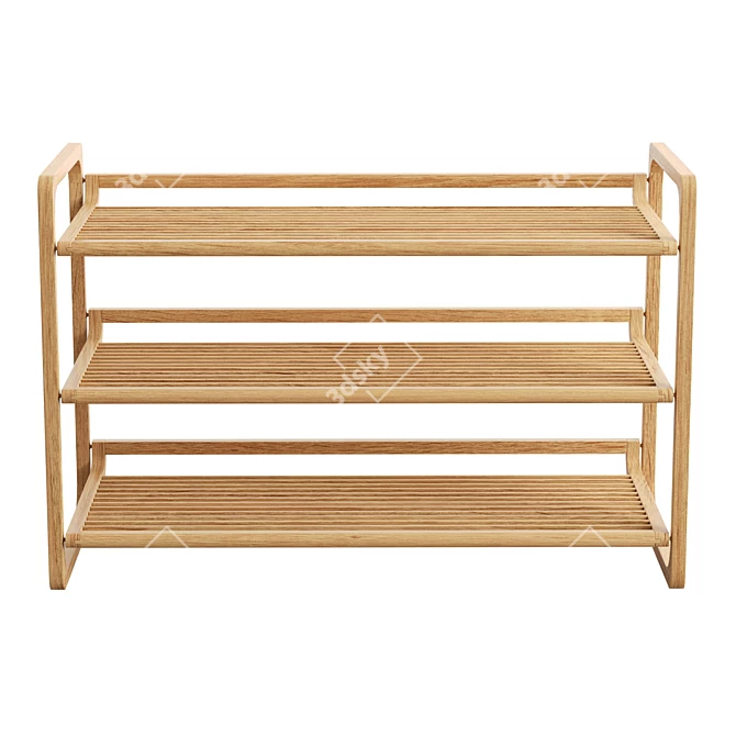 Bamboo Tri-Tier Shoe Storage Stand 3D model image 2