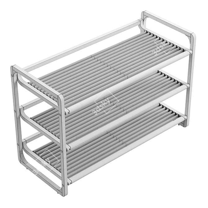 Bamboo Tri-Tier Shoe Storage Stand 3D model image 6