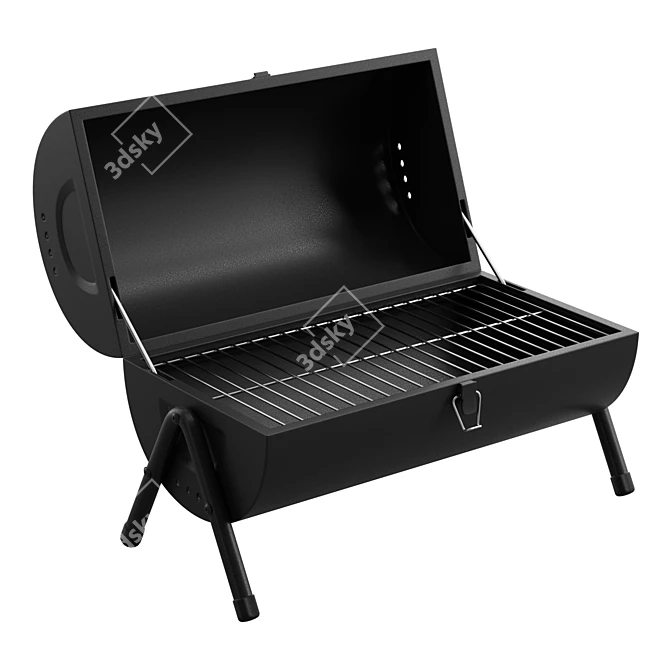 Portable Steel Barrel BBQ Grill 3D model image 1