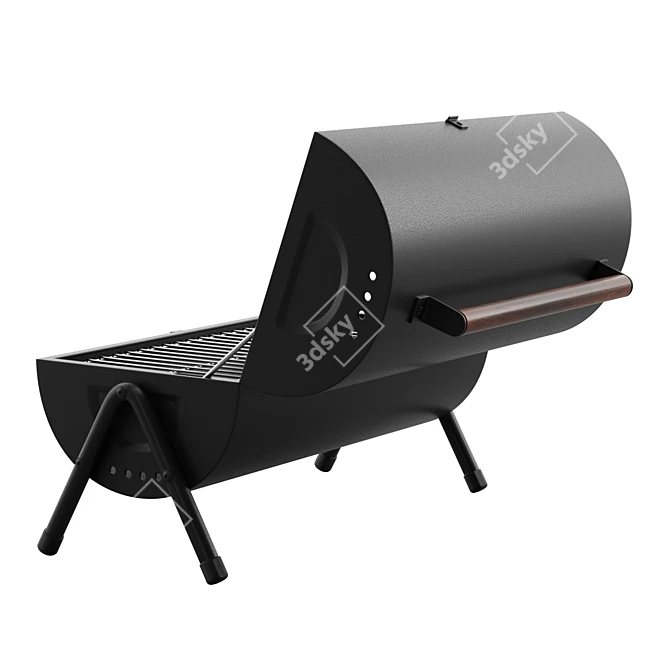 Portable Steel Barrel BBQ Grill 3D model image 3