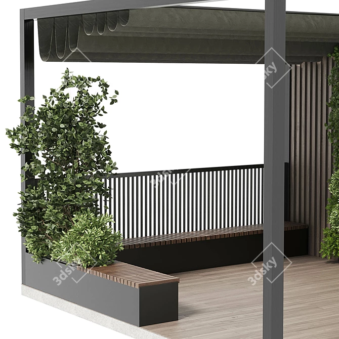 Pergola Roof Garden Landscape Furniture 3D model image 3