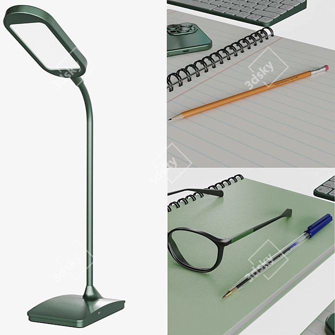 Compact Green Workspace Desk Organizer 3D model image 6