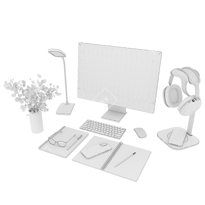 Compact Green Workspace Desk Organizer 3D model image 8