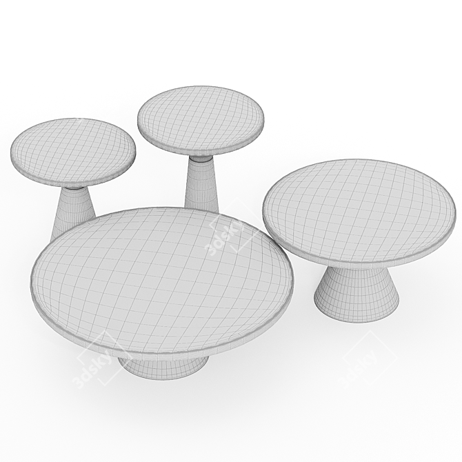 Elegant Modern Coffee Table Set 3D model image 3