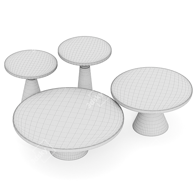 Elegant Modern Coffee Table Set 3D model image 4