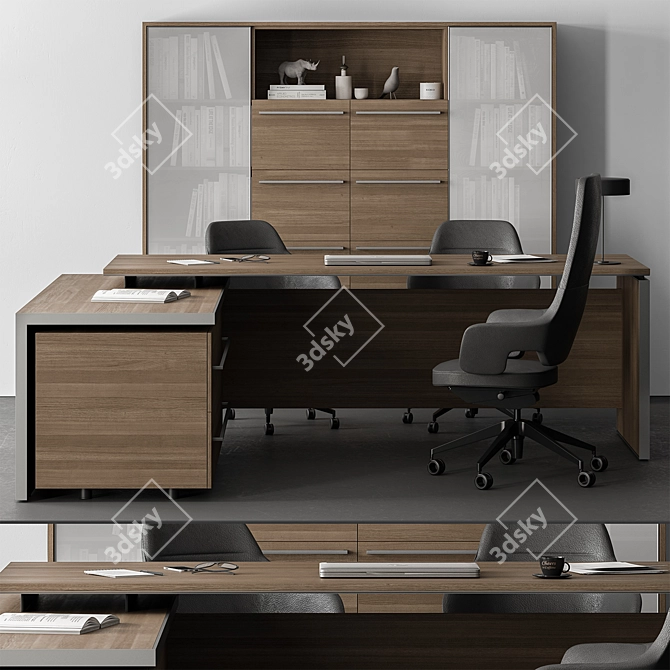 Executive Boss Office Desk Set 3D model image 1