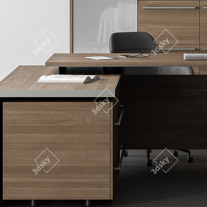 Executive Boss Office Desk Set 3D model image 2