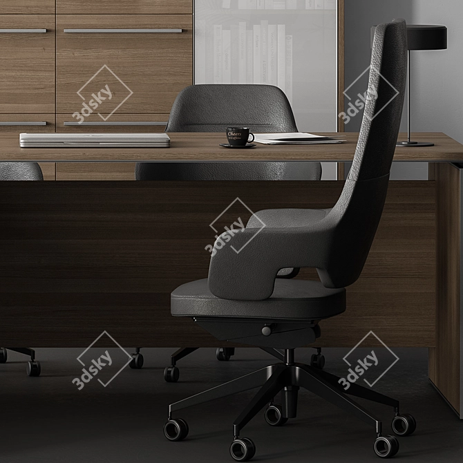 Executive Boss Office Desk Set 3D model image 3