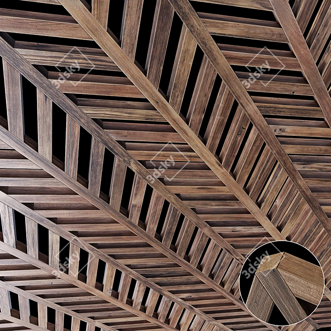 Decorative Wood Beam Wall Panel 3D model image 1