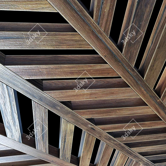 Decorative Wood Beam Wall Panel 3D model image 2