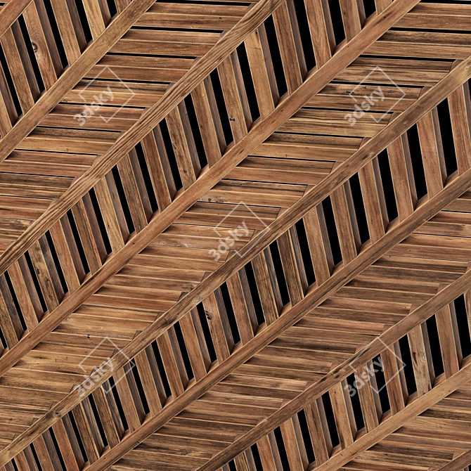 Decorative Wood Beam Wall Panel 3D model image 3