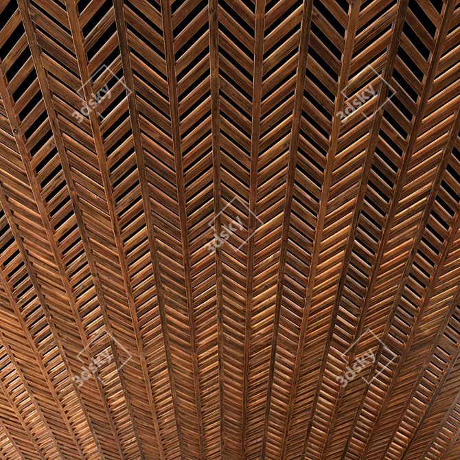 Decorative Wood Beam Wall Panel 3D model image 5