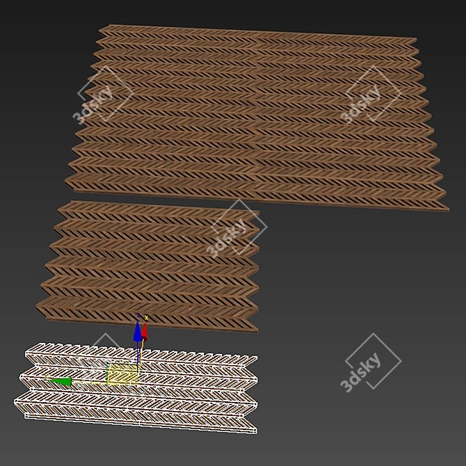 Decorative Wood Beam Wall Panel 3D model image 6