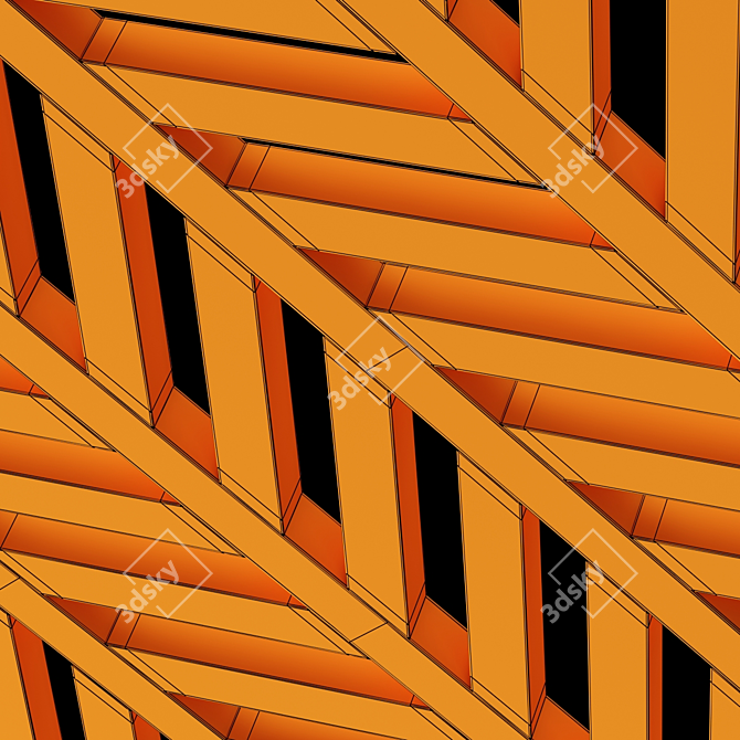 Decorative Wood Beam Wall Panel 3D model image 7