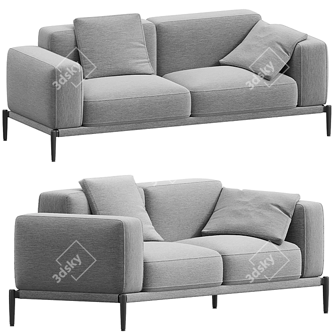 Elegant Romeo Compact 264F3 Sofa 3D model image 1