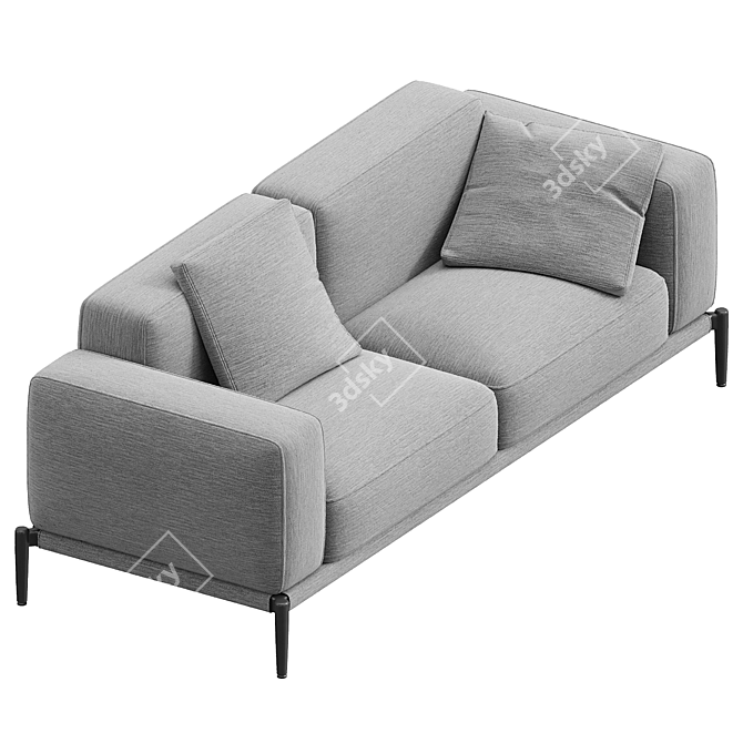 Elegant Romeo Compact 264F3 Sofa 3D model image 2