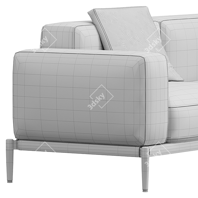 Elegant Romeo Compact 264F3 Sofa 3D model image 4