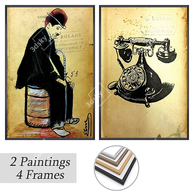 Gallery Wall Art Set with Frame Options 3D model image 1