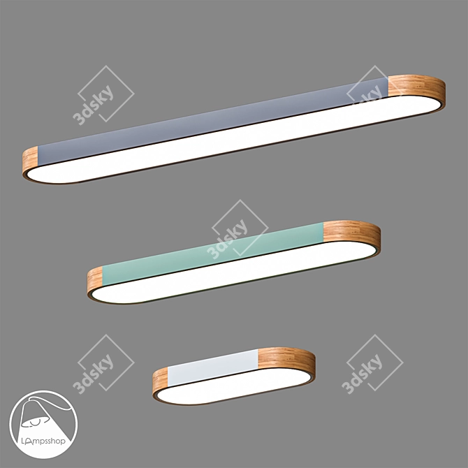 Sleek Modern Ceiling Lamp Set 3D model image 1