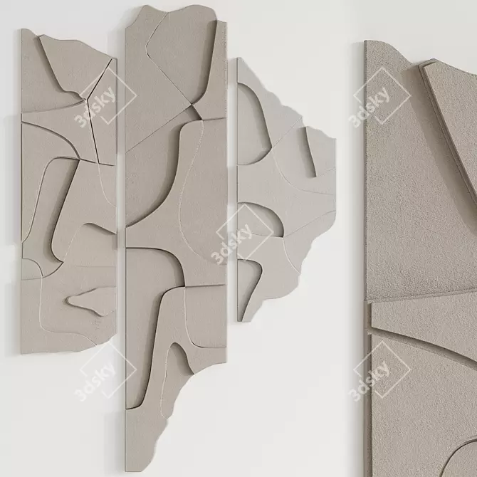 Artistic Wall Relief Decor 3D model image 1