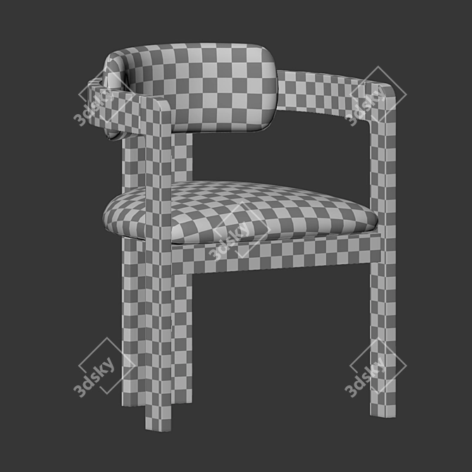 Velvet Upholstered Wood Kibo Chair 3D model image 5